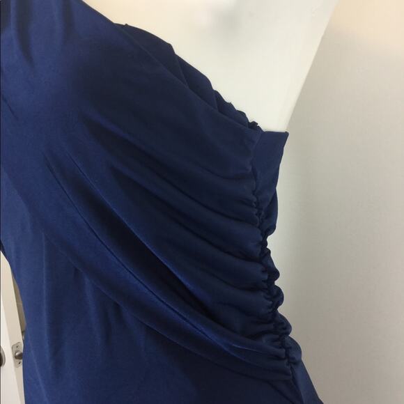 NWT Fashion Nova Tessa Ruched Midi Dress Navy One Shoulder Size 1X - Picture 7 of 12